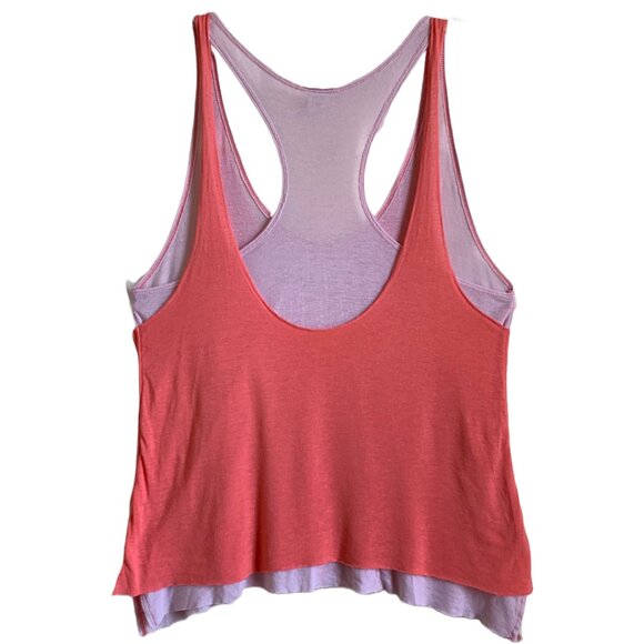 FREE PEOPLE Womens' Coral Pink Karmen Double-Layered Racerback Tank Top Sz S - Picture 5 of 5